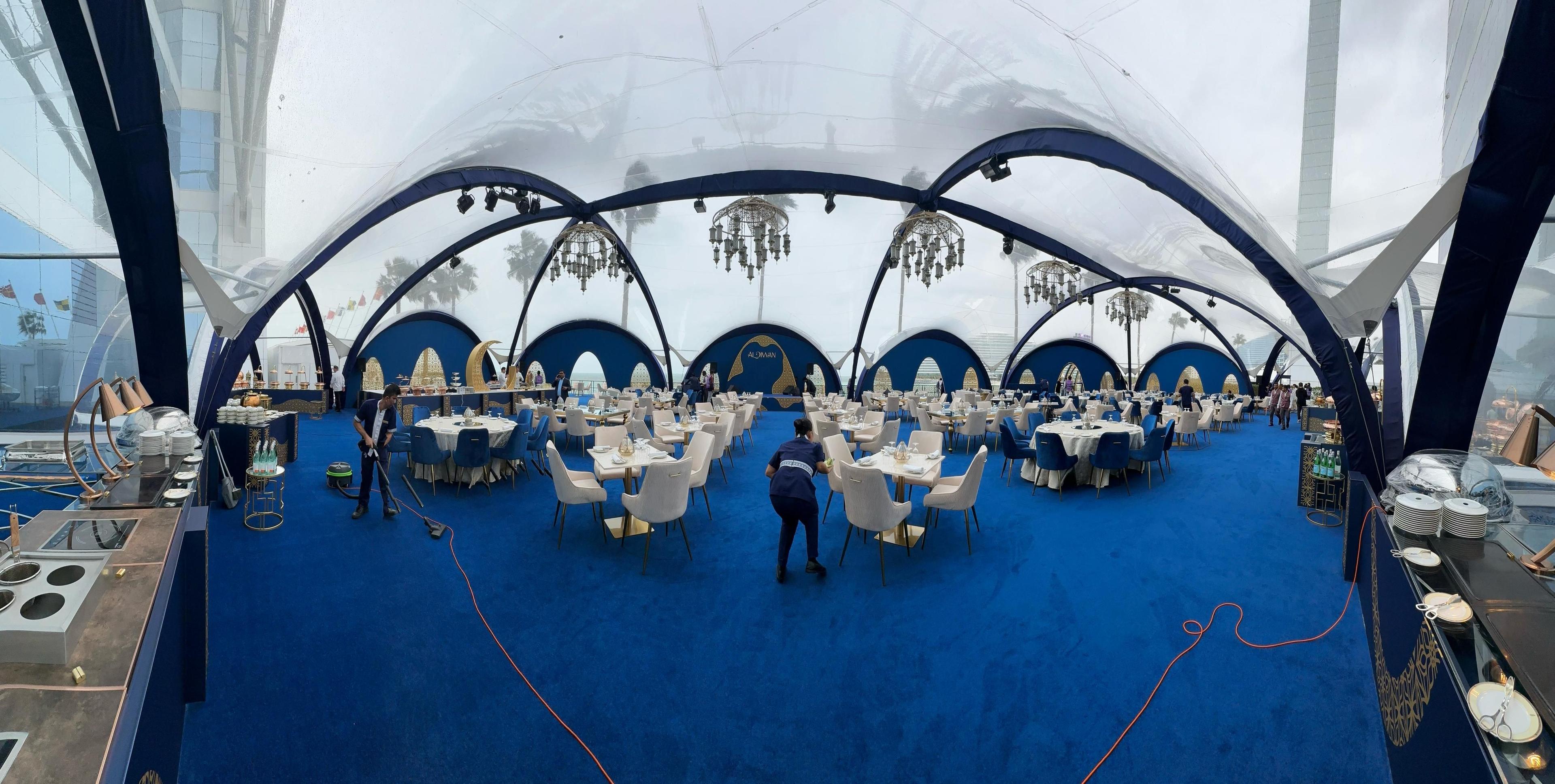 Ramadan iftar setup banner